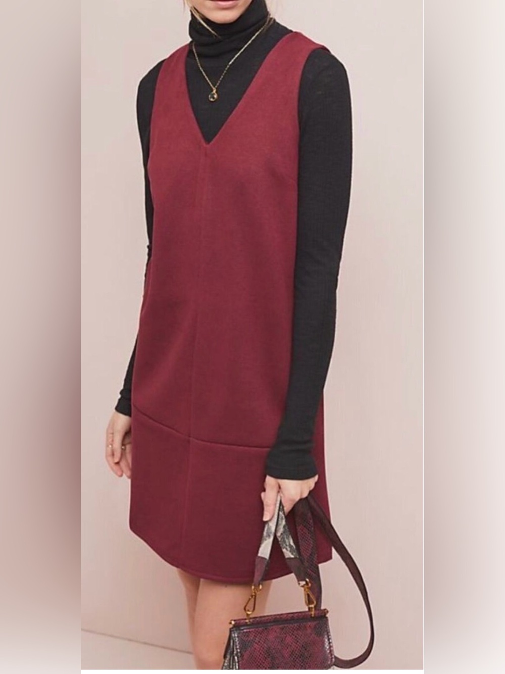 NEW ELIZABETH CROSBY ANTHROPOLOGIE BURGUNDY PRINCEPS SHIFT DRESS SIZE XL